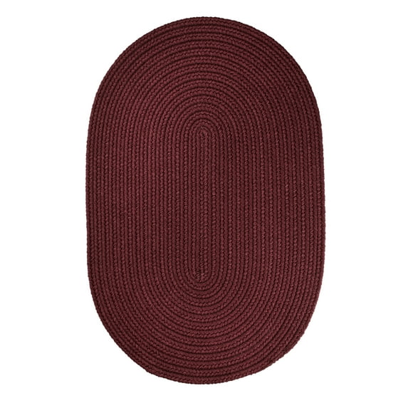 Indoor/Outdoor Solid Red Area Rug, Braided Textured Design, 7Ft. X 9Ft. Oval Reversible Carpet