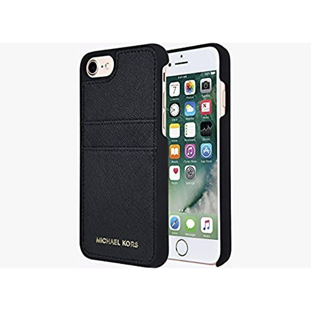 Hovedløse Omsorg forholdsord Michael Kors Saffiano Leather Pocket Case for iPhone 8 & iPhone 7, Black -  Walmart.com