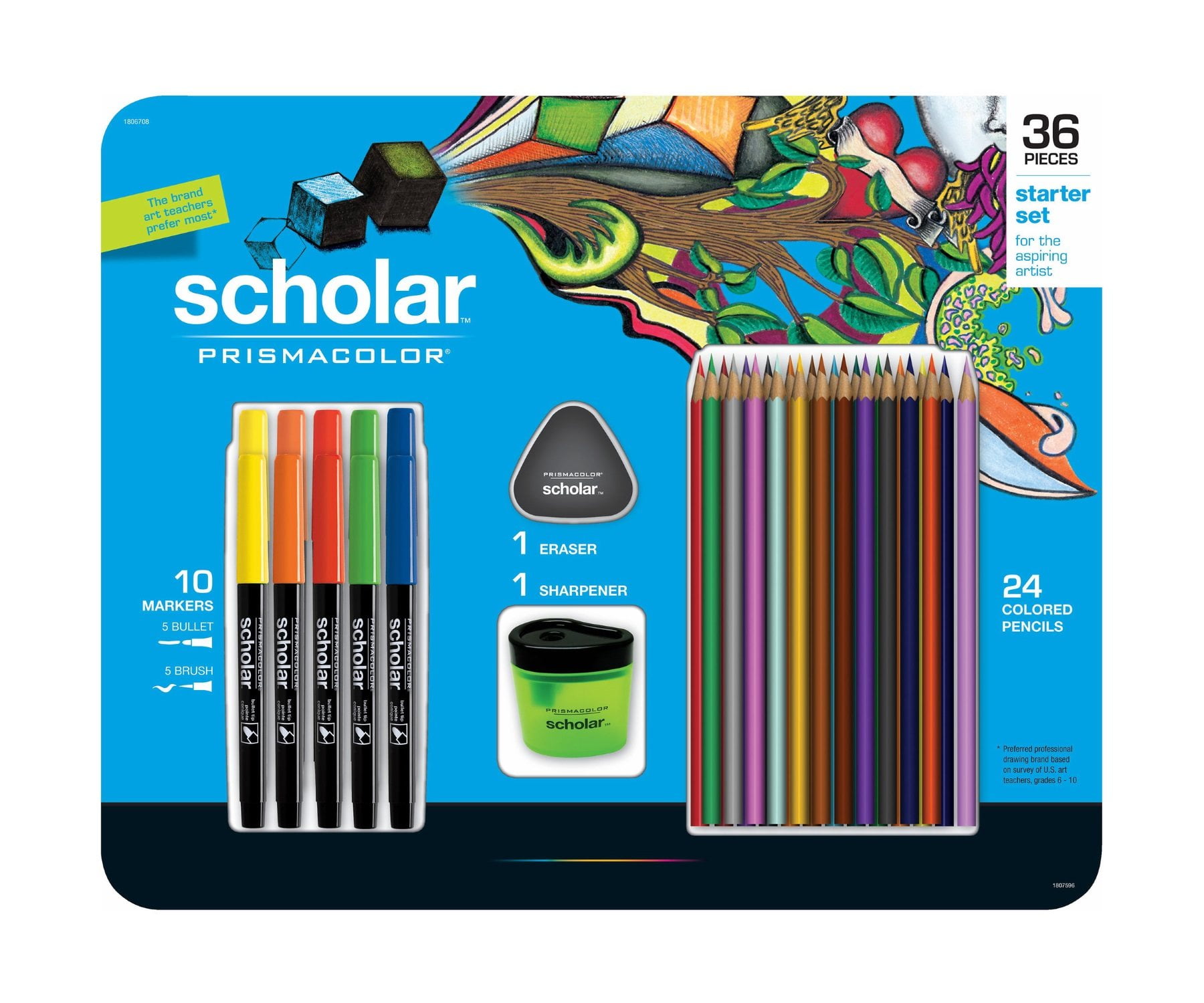 36 Pieces Scholar Prismacolor Colored Pencils, Eraser, Sharpener