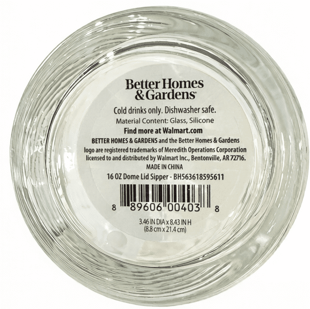 Better Homes & Gardens 16 oz Dome Lid Glass Tumbler, Clear