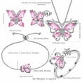thumbnail image 3 of October Birthstone Jewelry Set Tourmaline Pink Butterfly Fine Necklace/Earrings/Ring/Bracelet Sterling Silver Women Birthday Mother's Day Gifts, 3 of 12