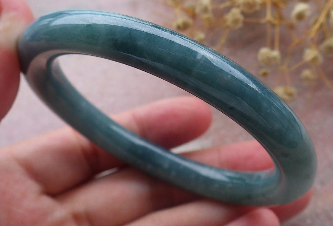 Icy Green Natural A JADE Jadeite Circle Bangle Bracelet 55 mm 680131 TN
