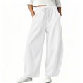 thumbnail image 6 of Women's Corduroy Barrel Pants, Vintage Drawstring Elastic Waist Wide Leg Trousers, Y2k Baggy Boyfriend Harem Pants with Pockets, Soft Warm Corduroy Pants for Women, Fall and Winter Casual White, 6 of 8