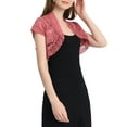 thumbnail image 4 of INSPIRE CHIC Women's Lace Cardigan Open Front Elegant Short Sleeve Sheer Floral Cropped Bolero Lace Shrug Top S Dark Pink, 4 of 7