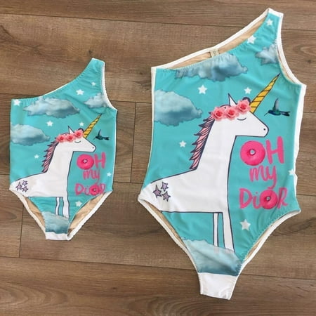 Unicorn Baby Girl Mom Kid Bathing Suit Swimwear Bikini Tankini Swimsuit