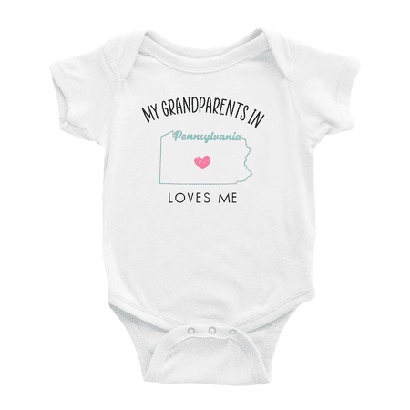 

My Grandparents In Pennsylvania Loves Me Baby Bodysuits Unisex 3-6 Months