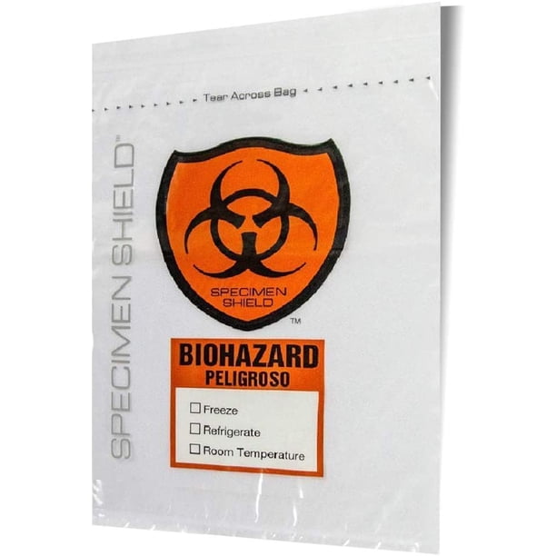 Biohazard Specimen Bags – 6x6 Inch, 2.0 Mil, 3-Wall, Reclosable, 1000/Case, OSHA/CDC Compliant For Lab & Medical Use