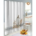 thumbnail image 4 of Fall Shower Curtain White Pumpkin Leaf Branch Fall Shower Curtains for Bathroom Decor Autumn Harvest Thanksgiving, Gray Stripes Bath Curtains Sets with Hooks Waterproof Standard Size 72" x 72", 4 of 6