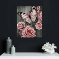 thumbnail image 4 of COMIO  Pink and Black Wall Decor Pink Butterfly and Rose Canvas Art Painting Dusty Flower Pictures for Bedroom, 4 of 4