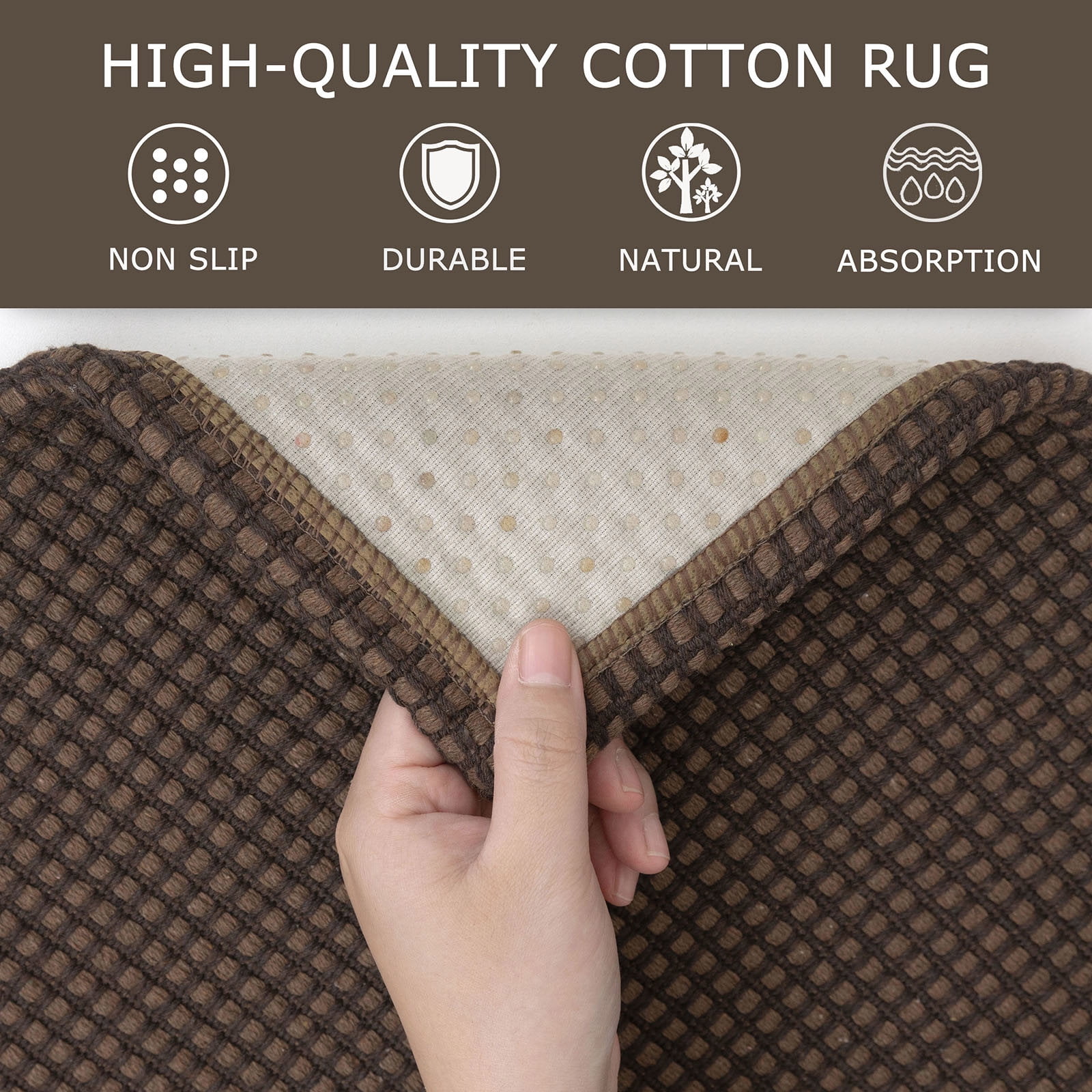 iOhouze Runner Rug for Hallways 2x8 ft Washable Hall Carpet Runner Rubber Backed Kitchen Runner Reddish Brown/Coffee Cotton Entryway Runner Rugs Floor Runners for Indoor Hallway Bedroom Kitchen