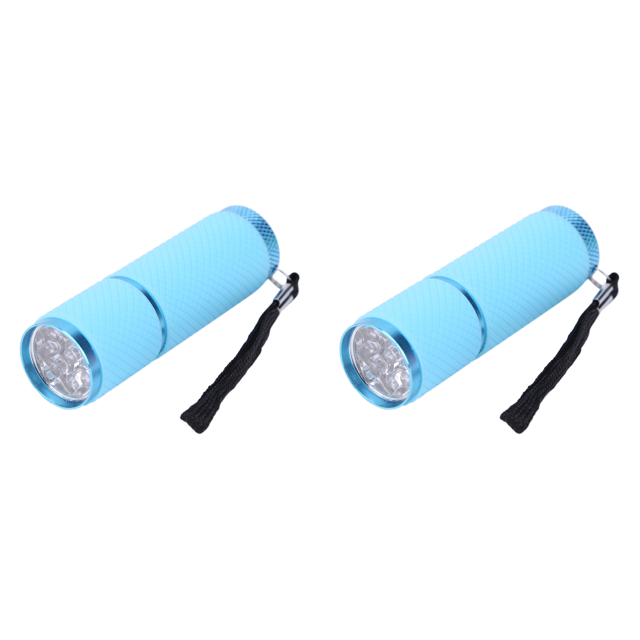 Mini linterna 9LED Luz de camping Antorchas de aleación de aluminio impermeables Azul cielo Azul 2 piezas