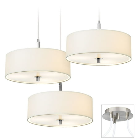 - Possini Euro Design Possini Euro White Drum Brushed Nickel 3-Light Pendant