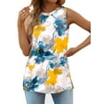 thumbnail image 3 of Fantaslook Womens Tank Tops Crewneck Casual Summer Side Split Sleeveless Shirts Floral Blouses, 3 of 9