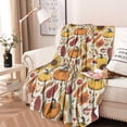 thumbnail image 2 of Fall Pumpkins Sunflowers Autumn Pattern Round Blanket,Comfortable Soft Flannel Throw Blanket,All Season,Warm Lightweight Blankets for Sofa Bed Couch Living Room Chair 47"x47", 2 of 5