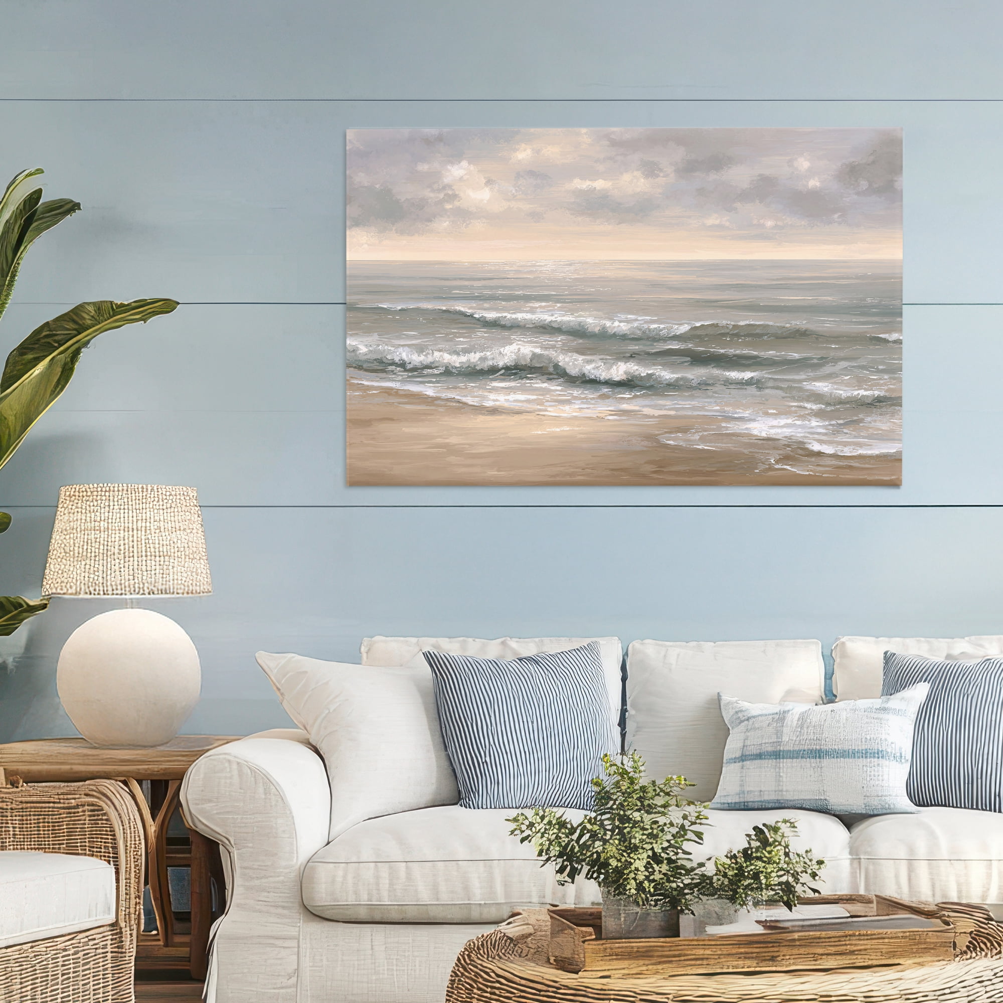 Stupell Industries Soft Rolling Beach Waves Canvas Wall Art, design by Jacky Ngan