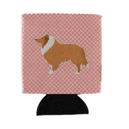 

Carolines Treasures BB3616CC Collie Checkerboard Pink Can or Bottle Hugger Can Hugger multicolor