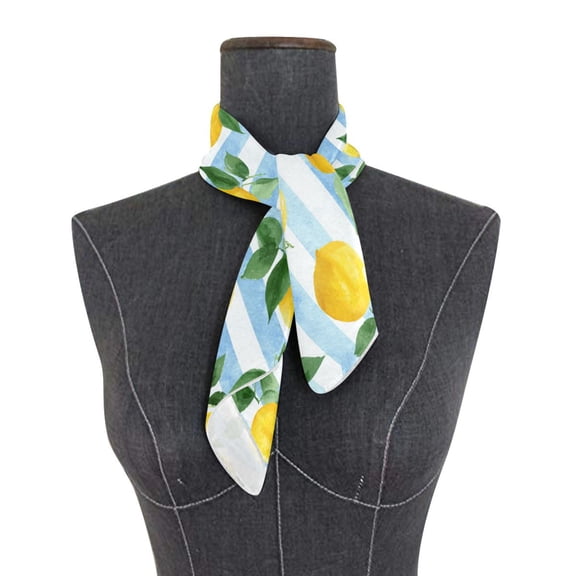 Square Scarf 24x24 Inch Sunny Lemon Summer Stripes Silky Satin Sun Protection Neck Scarf for Women Multi-Purpose Head Wrap Bandana for Hair Bag Decoration