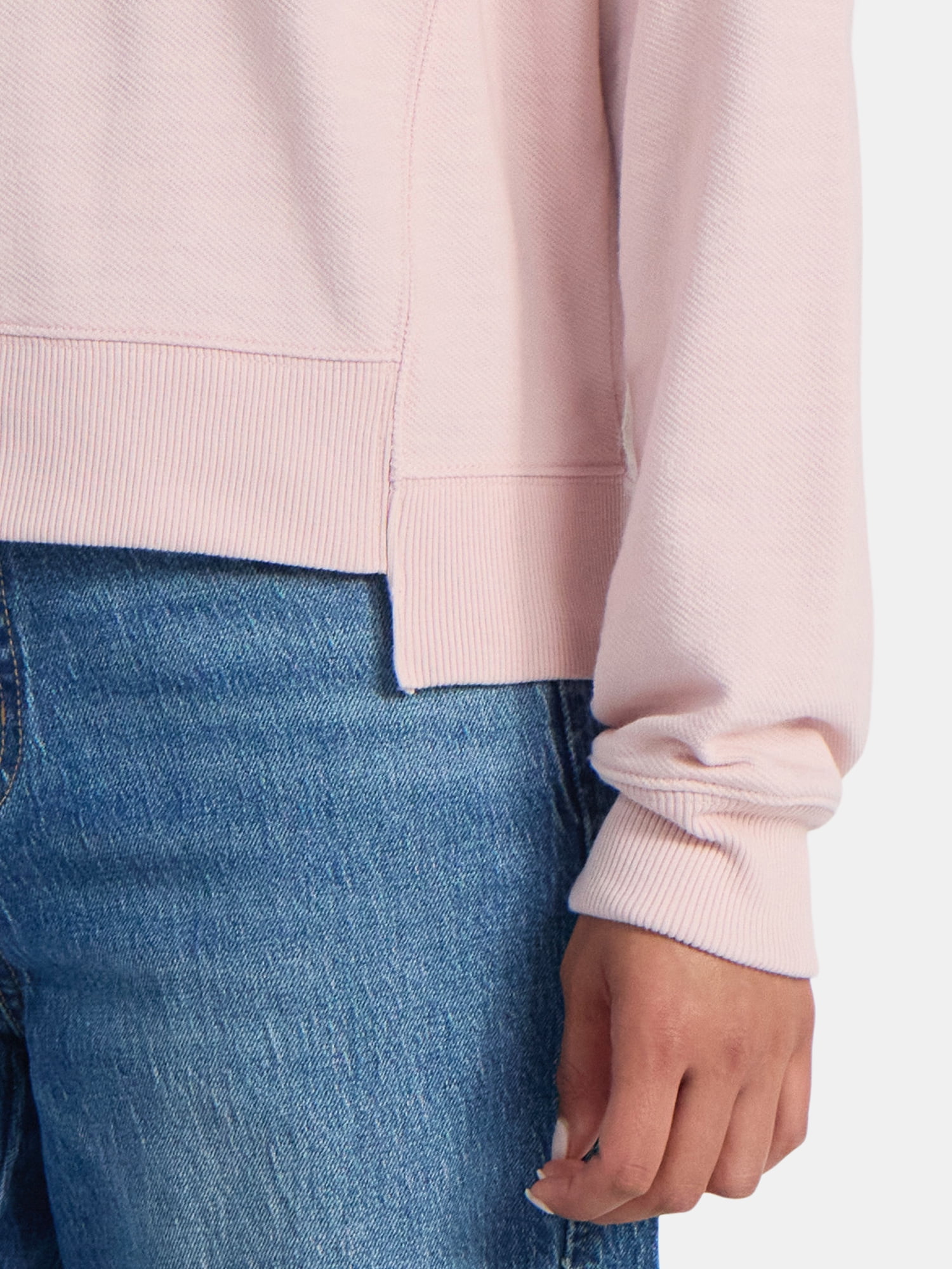 Time and Tru Women’s Ribbed Panel Sweatshirt with Long Sleeves, Sizes XS-XXXL