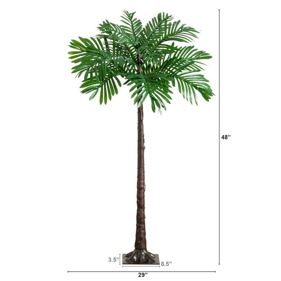 Nearly Natural 4ft. UV Resistant Lighted Artificial Palm Tree