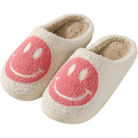 

Smiley Face Slippers For Women And Men Cute Fuzzy Fluffy Slippers Warm Cozy House Slippers Slip-on Indoor Outdoor Slippers