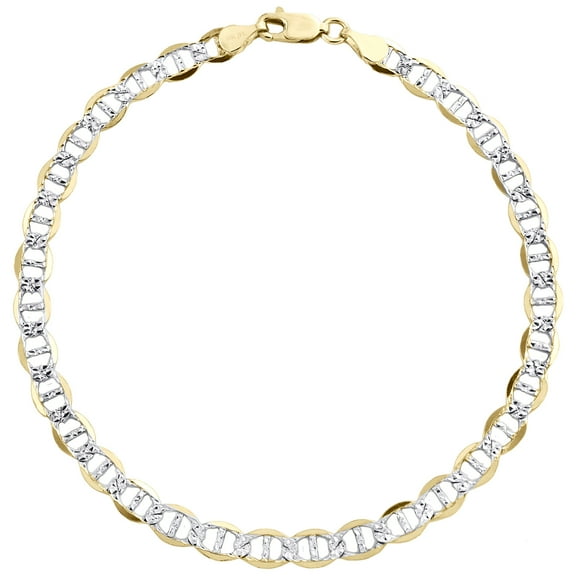 10K Yellow Gold 5mm Diamond Cut Solid Anchor Mariner Link Bracelet 7 Inches