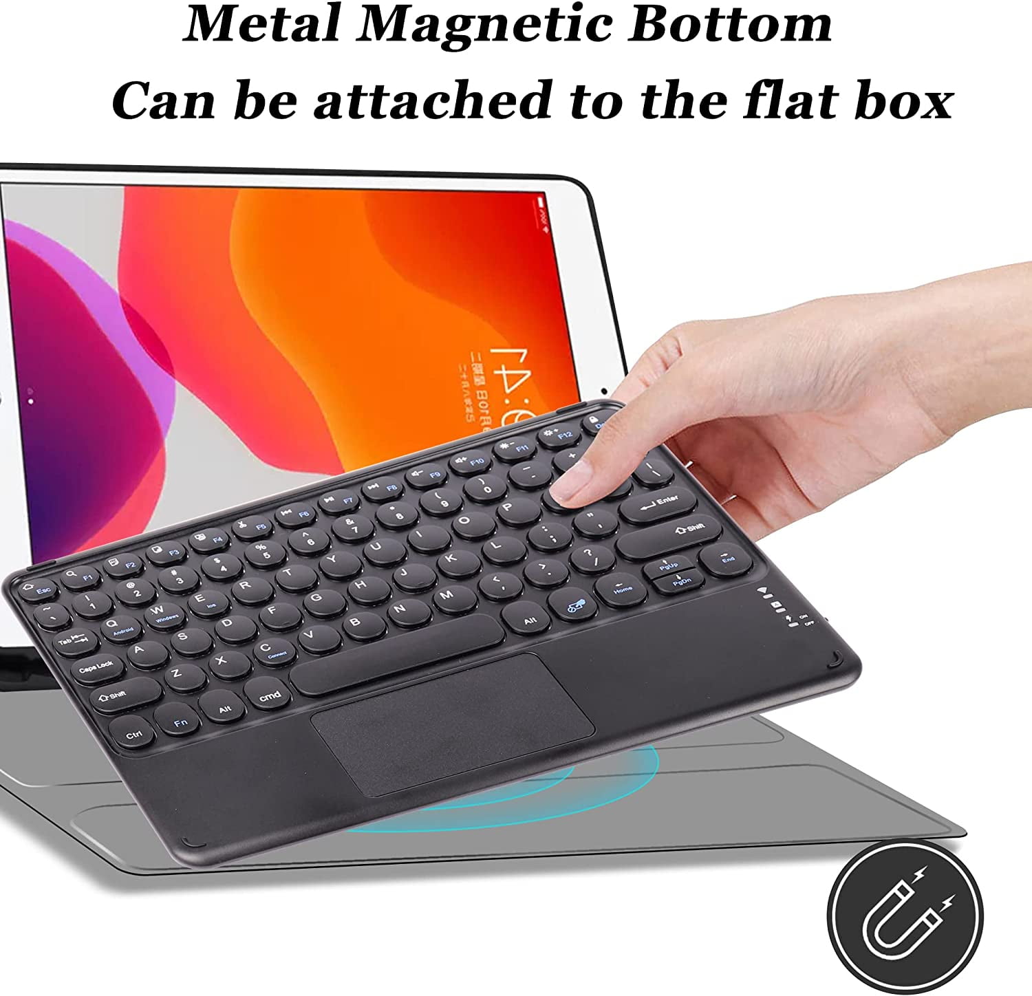 Wireless Bluetooth Keyboard with Touchpad for ipad, Portable Mini Small Universal Rechargeable 10 inch Ultra-Slim Wireless Keyboard for Tablet Smartphone PC Computer Laptop Windows Android iOS