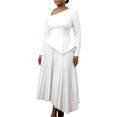 thumbnail image 1 of Women's Fall Wrap Maxi Dress High Waist Pleated Party Cocktail Ruffle Long Dress, 1 of 3