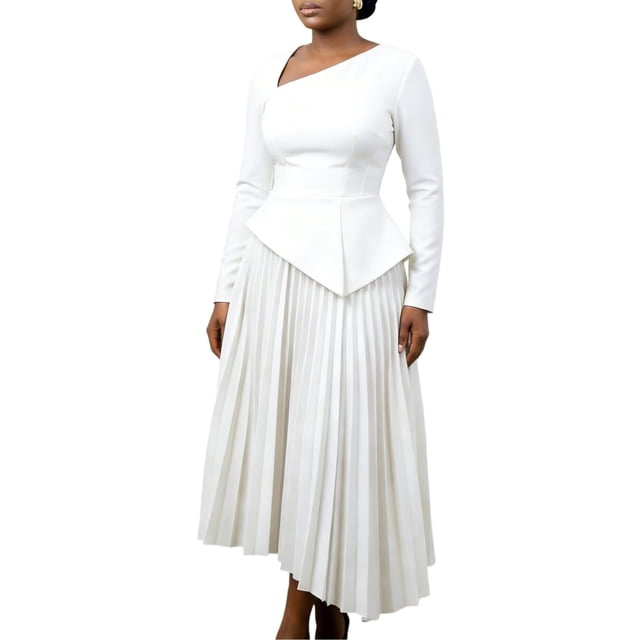 Women's Fall Wrap Maxi Dress High Waist Pleated Party Cocktail Ruffle Long Dress
