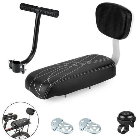 Bike Rear Seat Kit, Safety Carrier Bicycle Seat, Including Cushion and Backrest, Armrest Handrail, Footrests, Bell, Rear Bicycle Seat