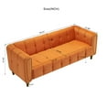 thumbnail image 2 of Square Tufted Performance Velvet Sofa, 3-Seater Upholstered Couch with Golden Metal Legs, Modern Chesterfield Sofa for Living Room Apartment Office, Orange, 2 of 8