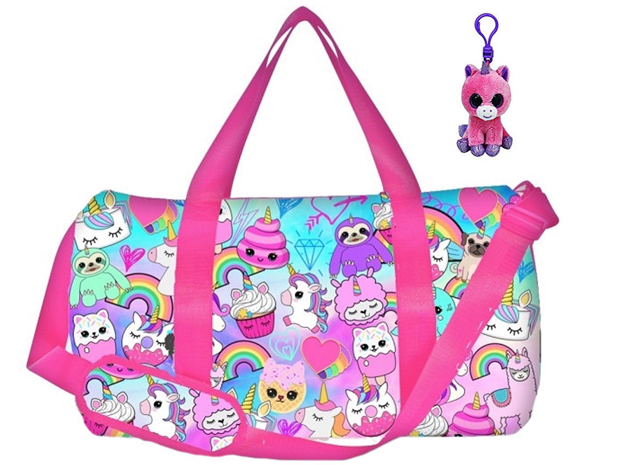 Unicorn Fun Sporty Duffel Bag & Unicorn Clip Bundle Set Unicorn Lovers