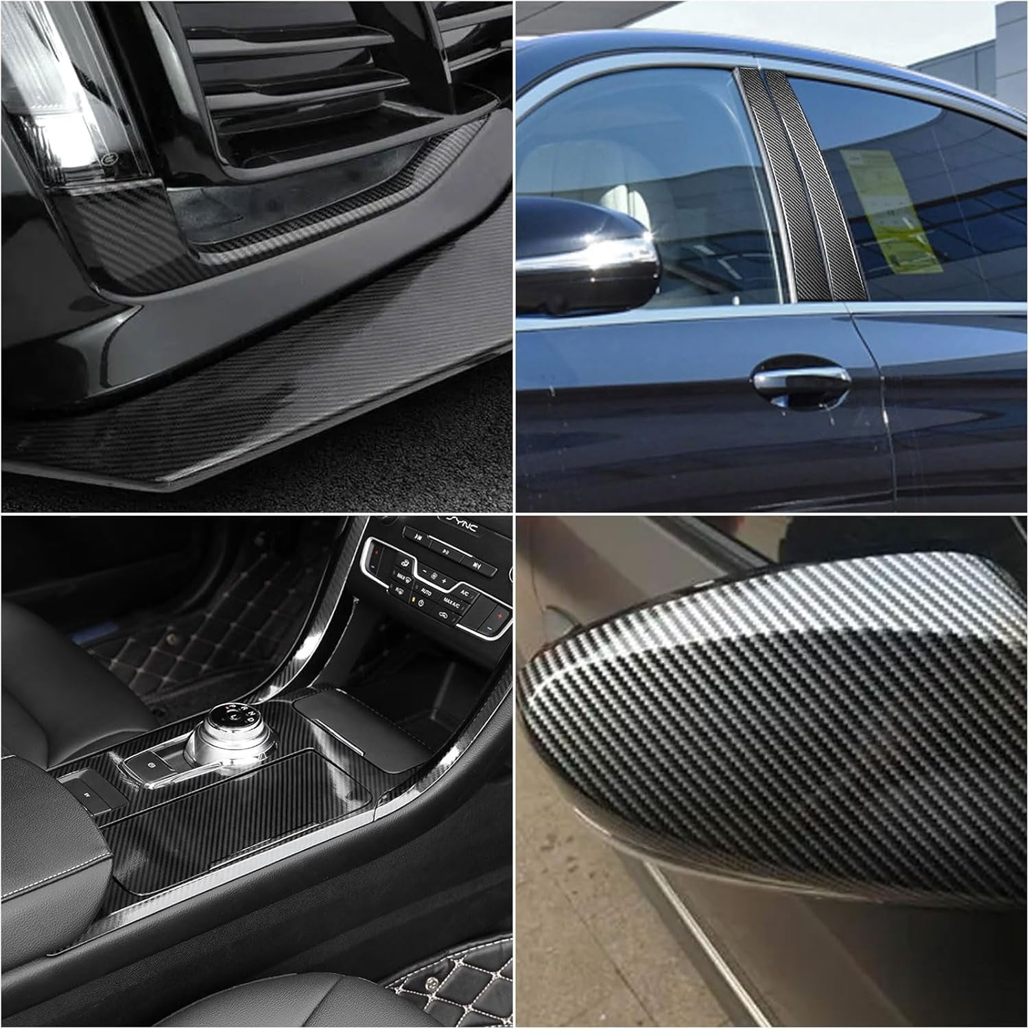 1 Set 4pcs 6D Carbon Fiber High Gloss Car Wrap Vinyl Wrap Car Auto Fibre Sticker Vinyl Wrapping Film Air Release Without Bubbles Car Packaging Film Car DIY Stickers diy Mixed Color