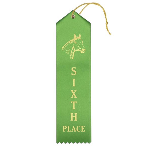 RibbonsNow Horse Show 6th Place Ribbons – 50 Green Ribbons with Card & String
