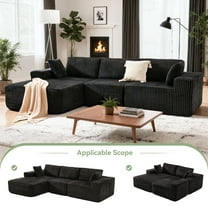 Gelloan 113" Modular Sectional Sofa, Cloud Sectional Couch with Deep Seat, Modern Modular L-Shape Sofa Couch with Chaise,Upholstered Couches for Living Room Bedroom,Black,Left Facing Chaise