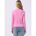 thumbnail image 3 of DARING DIVA Women's Open Front Long Sleeve Button Down Knit Cardigan S Pink, 3 of 6