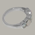 thumbnail image 4 of LBG British Made 10k White Gold Natural Aquamarine & Opal Womens Engagement Ring - 33 size options - Size 7, 4 of 6