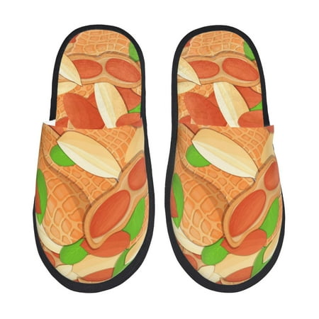 

Honeii Peanuts1 print Slippers Memory Foam House Bedroom Slippers for Women and Men Fuzzy Plush Comfy Faux Fur Lined Slide Shoes-Medium