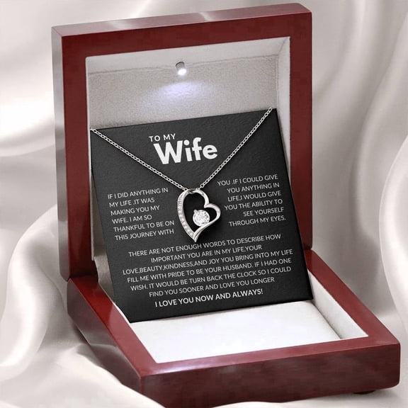 To My Wife Necklace from Husband with Message Card Romantic Gifts for Wife Love Heart Necklace for Women, Wife Jewelry Rose Gold, Wife Birthday Anniversary Valentines Mothers Day Gifts
