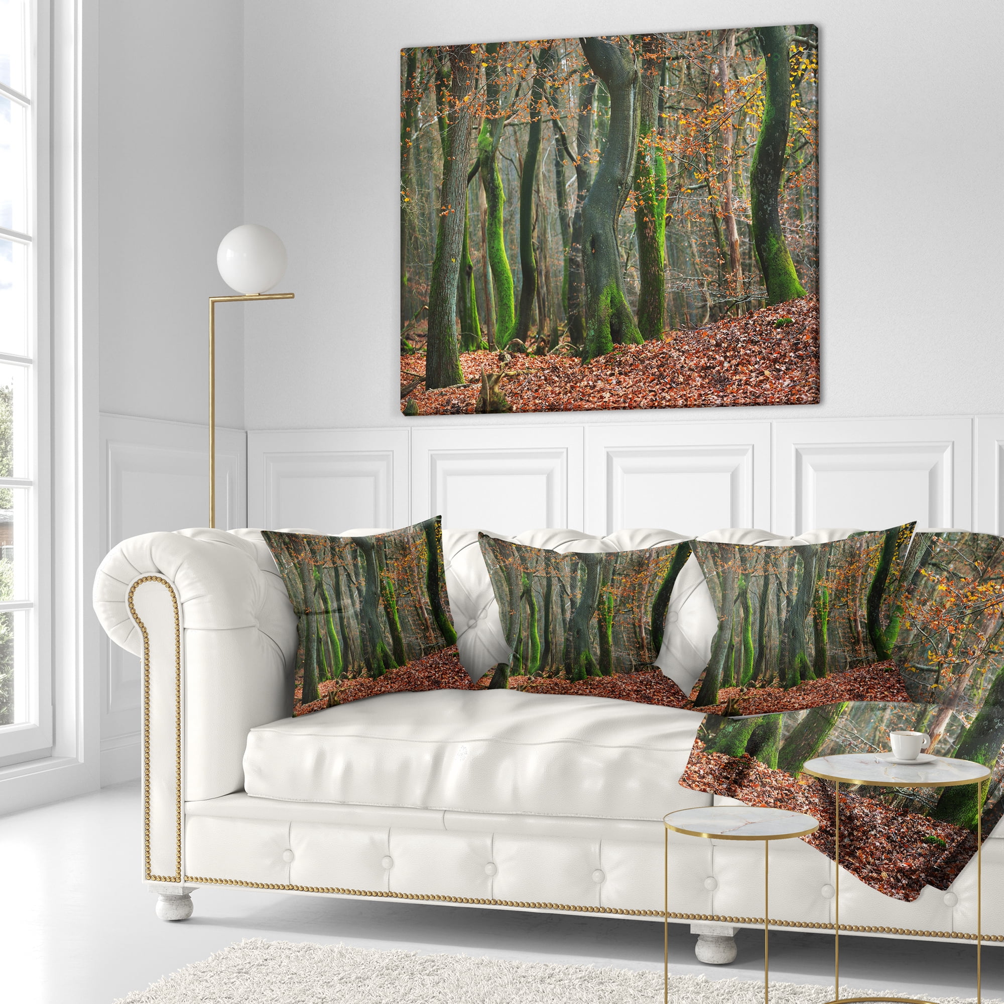 Designart Autumn Forest in the Netherlands - Landscape Photography Throw Pillow - 18x18