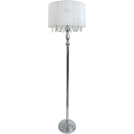 Elegant Designs Trendy Romantic Sheer Shade Floor Lamp with Hanging Crystals