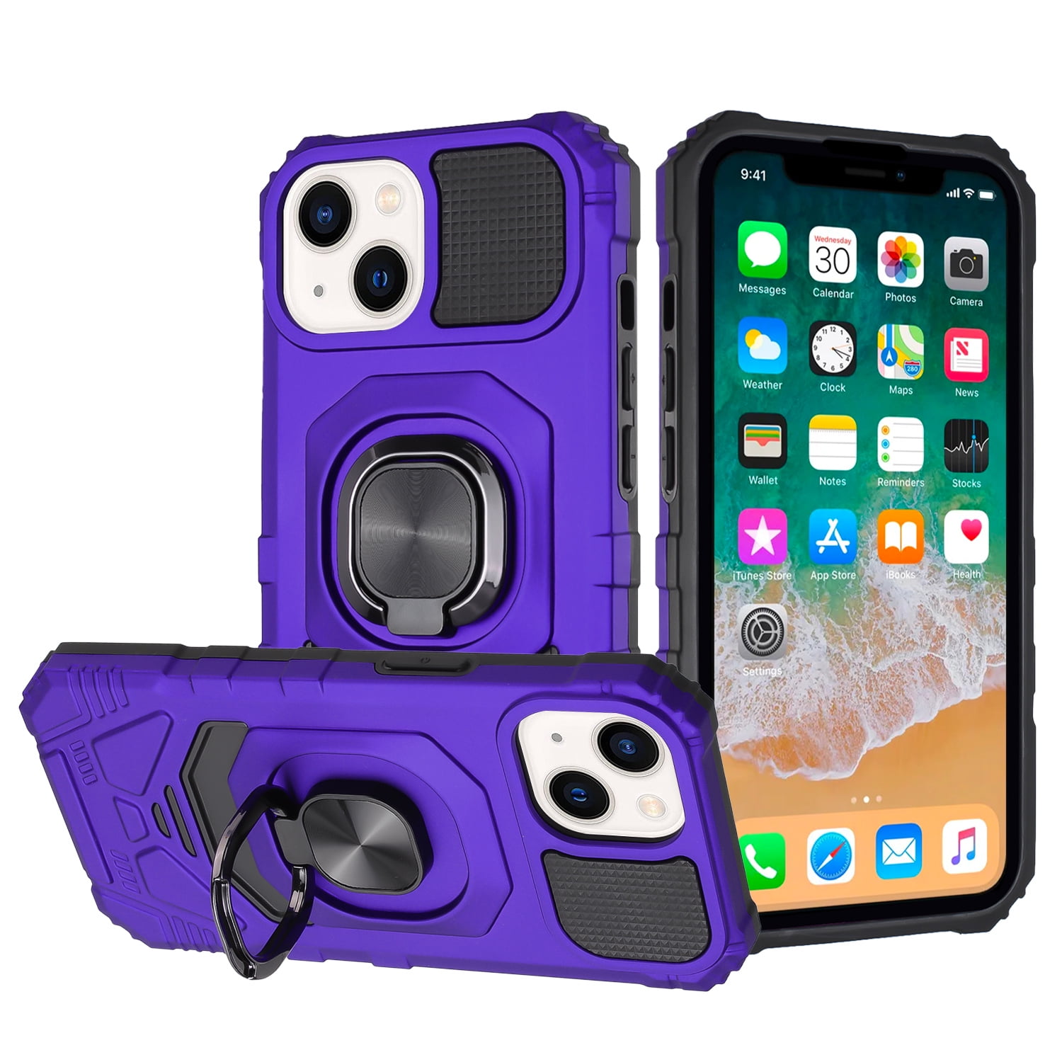 For TCL 50 XE 5G Hybrid Dual Layer with Rotate Magnetic Ring Stand Holder Kickstand, Rugged Shockproof Cover ,Xpm Phone Case [ Purple ]