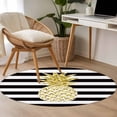 thumbnail image 4 of Pineapple Round Area Rug 3.3Ft Washable Circle Rugs for Dining Room Table, Modern Abstract Fruits Black White Stripe Non-Slip Carpet Floor Mats Indoor Outdoor Carpet Runner Aesthetic Home Decor, 4 of 8