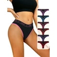 thumbnail image 3 of Wausea 6 Pack Cotton Thongs for Women Soft Low Rise Sexy Thong Ladies Panties Womens Underwear, 3 of 6