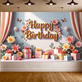 thumbnail image 5 of Floral Design Birthday Banner Decorative Flowers Celebration Banner for Birthday Party Indoor Decoration Event Celebration, 5 of 7