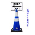 thumbnail image 2 of RK-Safety 28" Blue Cone, Black base With Two Reflective Tape, Plus Cone Sign 12 “Keep Left”, (Cone-4 ea + Cone Sign-4 ea), 2 of 2