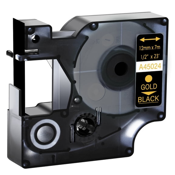 GREENCYCLE 20PK Compatible for DYMO D1 Label Tape 45024 12mm 7m Gold on Black for LabelManager LabelPoint LabelWriter Label Maker
