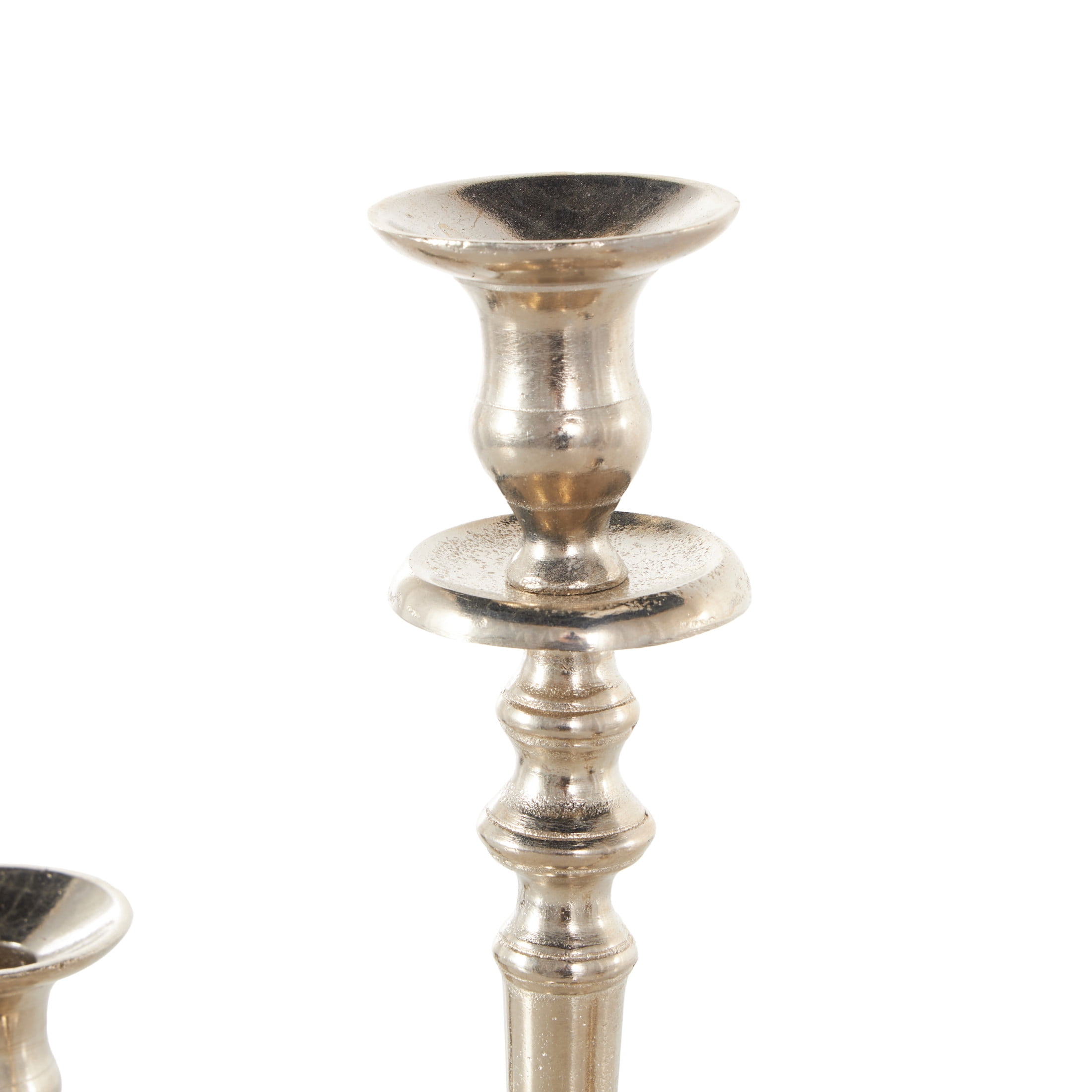 DecMode 3 Holder Silver Aluminum Metal Scroll Candelabra