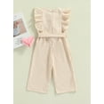thumbnail image 5 of Kids Jumpsuit, Solid Color Round Neck Sleeveless Flounced Romper with Waist Belt for Summer, 1-6 Years, 5 of 10
