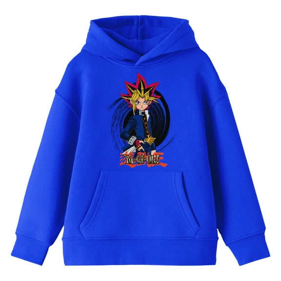 Yugi-Gi-Oh Yugi & Logo Long Sleeve Blue Youth Sweatshirt-XL