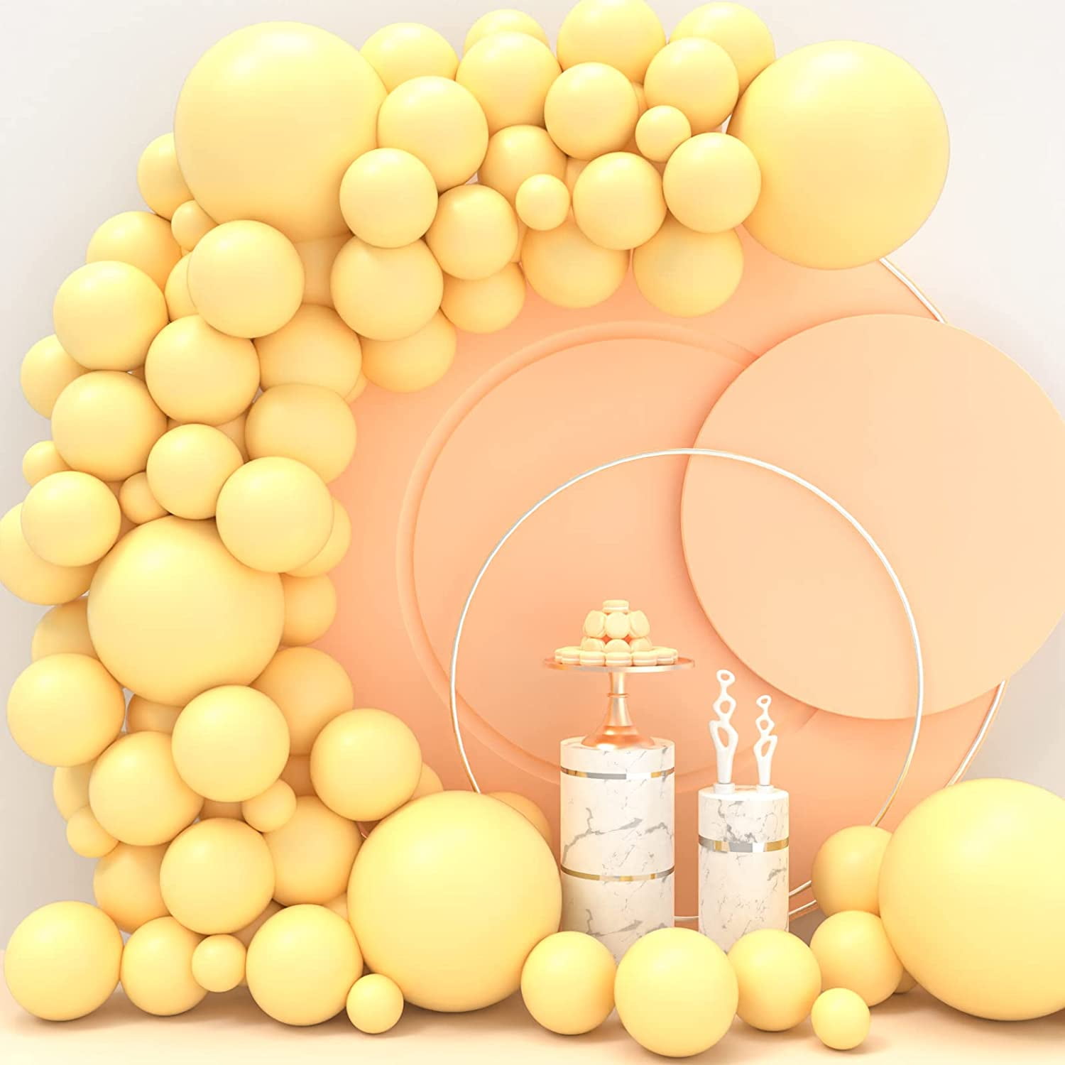 Yellow Balloons 110 Pcs Pastel Yellow Balloon Garland Kit Different Sizes 5 10 12 18 Inch Light